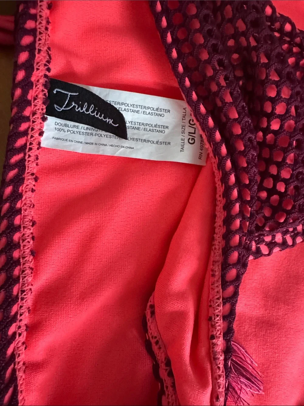 Trillium Hot Pink and Magenta Beaded Crochet Bikini Set size l